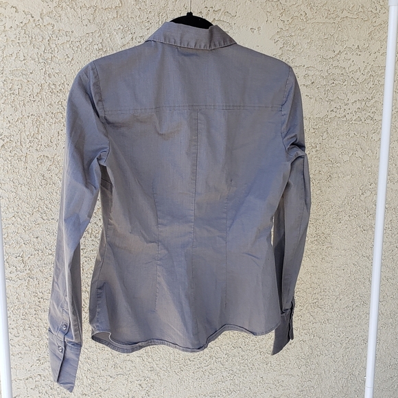 7th Avenue Design Studio New York & Company Gray Long Sleeve Button Up Top XS - Picture 2 of 2